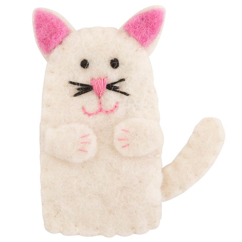 Pashom Nepal Felt Finger Puppet - Cat - Tea Pea Home