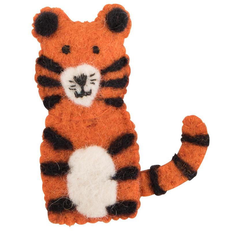 Pashom Nepal Felt Finger Puppet - Tiger - Tea Pea Home