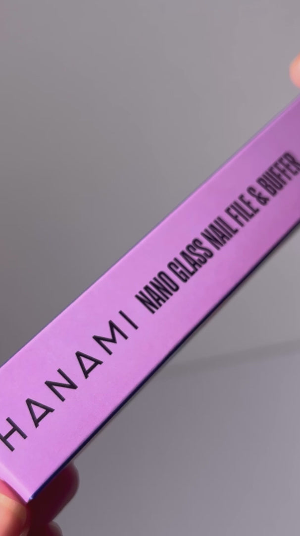 Alt Tag: Hanami Nano Glass Nail File & Buffer tempered nano-glass nail file for shaping, buffing and polishing nails to a smooth glossy finish