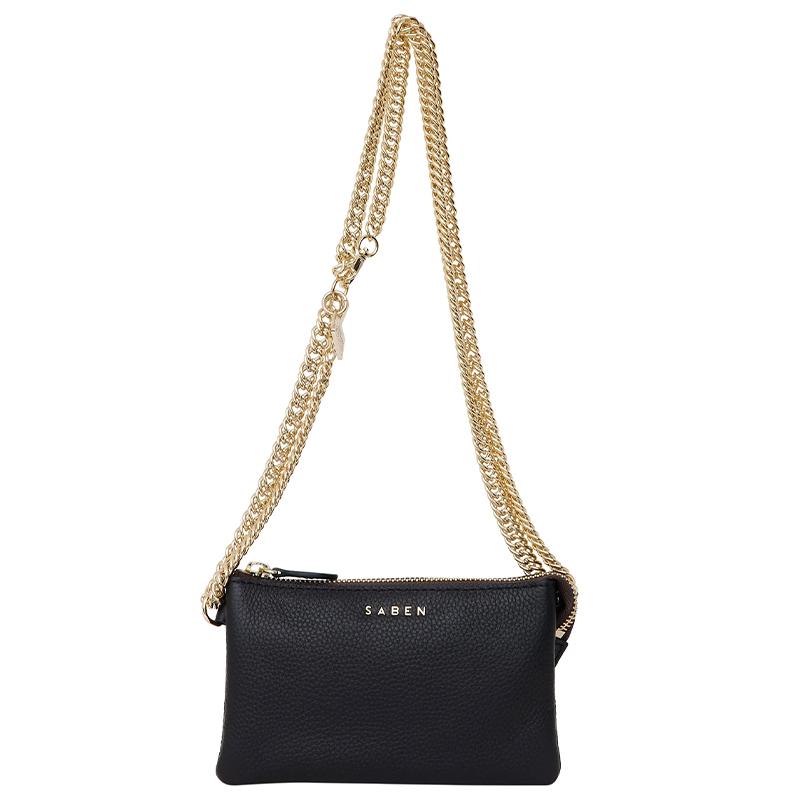 Saben Lily Mini Bag - Black + Gold Curb Chain - Tea Pea Home