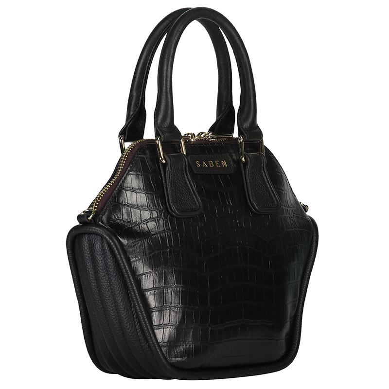 Saben Liv Handbag - Black Croc - Tea Pea Home