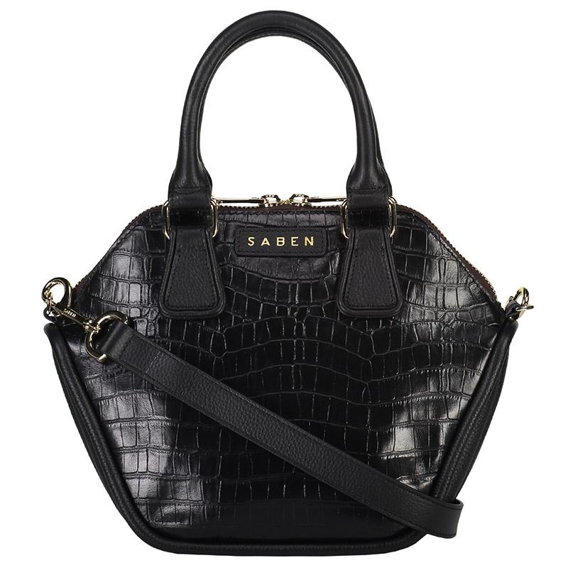 Saben Liv Handbag - Black Croc - Tea Pea Home