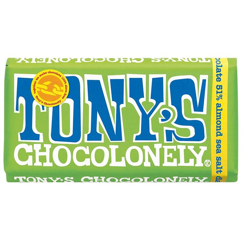 Tony's Chocolonely 180g Dark Chocolate Almond Sea Salt Bar - Tea Pea Home