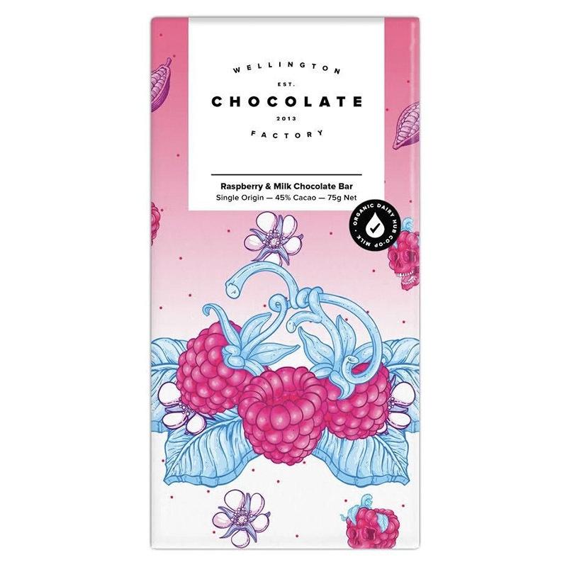 Wellington Chocolate Factory 75g Raspberry Milk Chocolate Bar - Tea Pea Home