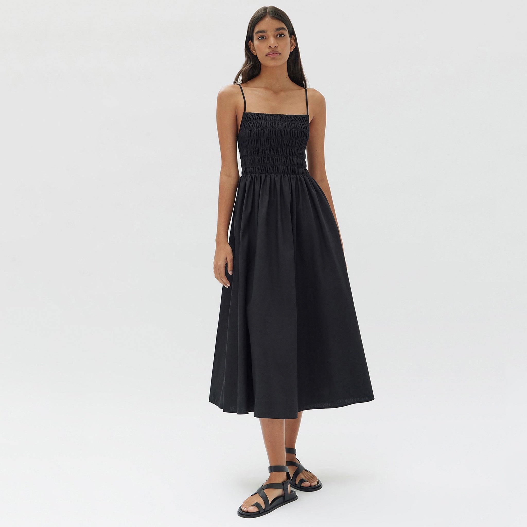 Assembly Label Aubrey Ruched Dress - Black - Tea Pea Home