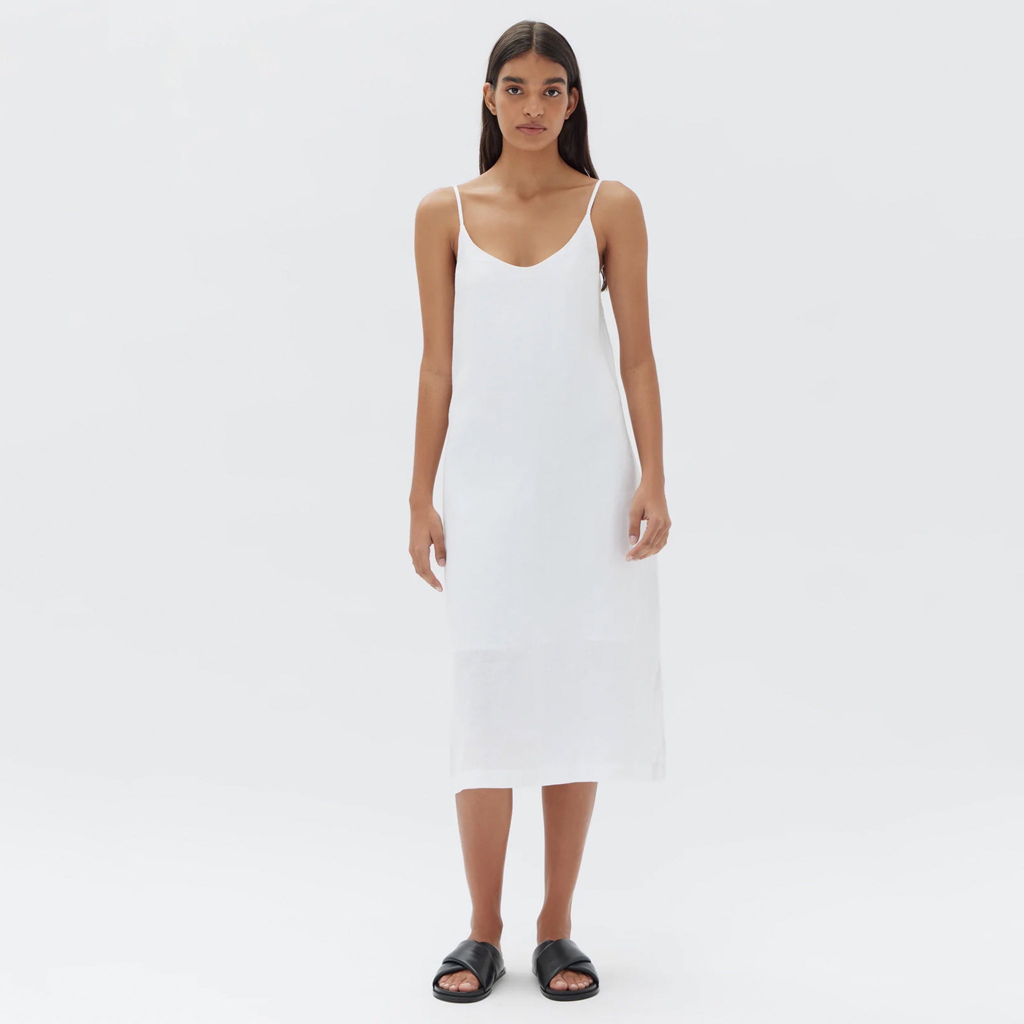 Assembly Label Linen Slip Dress - White