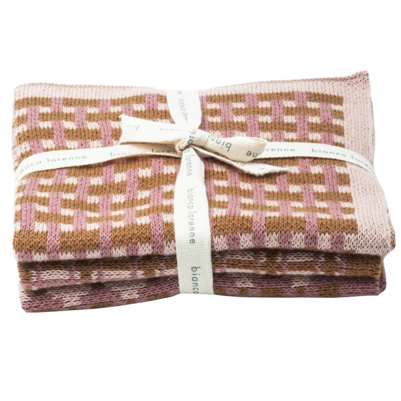 Bianca Lorenne Knitted Cotton Wash Cloth Set - Basento Rose Gold - Tea Pea Home