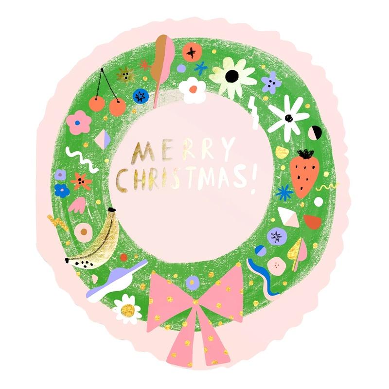 Carolyn Suzuki Christmas Card - Die-Cut Wreath - Tea Pea Home