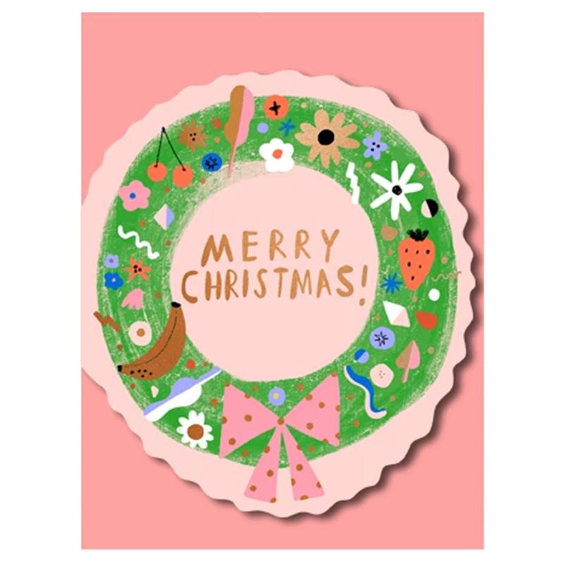 Carolyn Suzuki Christmas Card - Die-Cut Wreath - Tea Pea Home