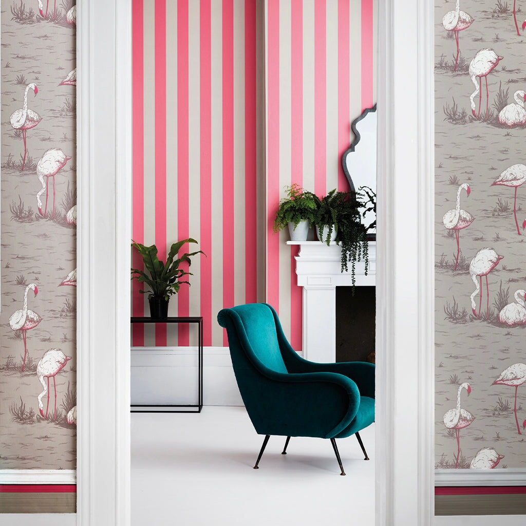 Cole & Son Wallpaper - Glastonbury Stripe Pink - Tea Pea Home