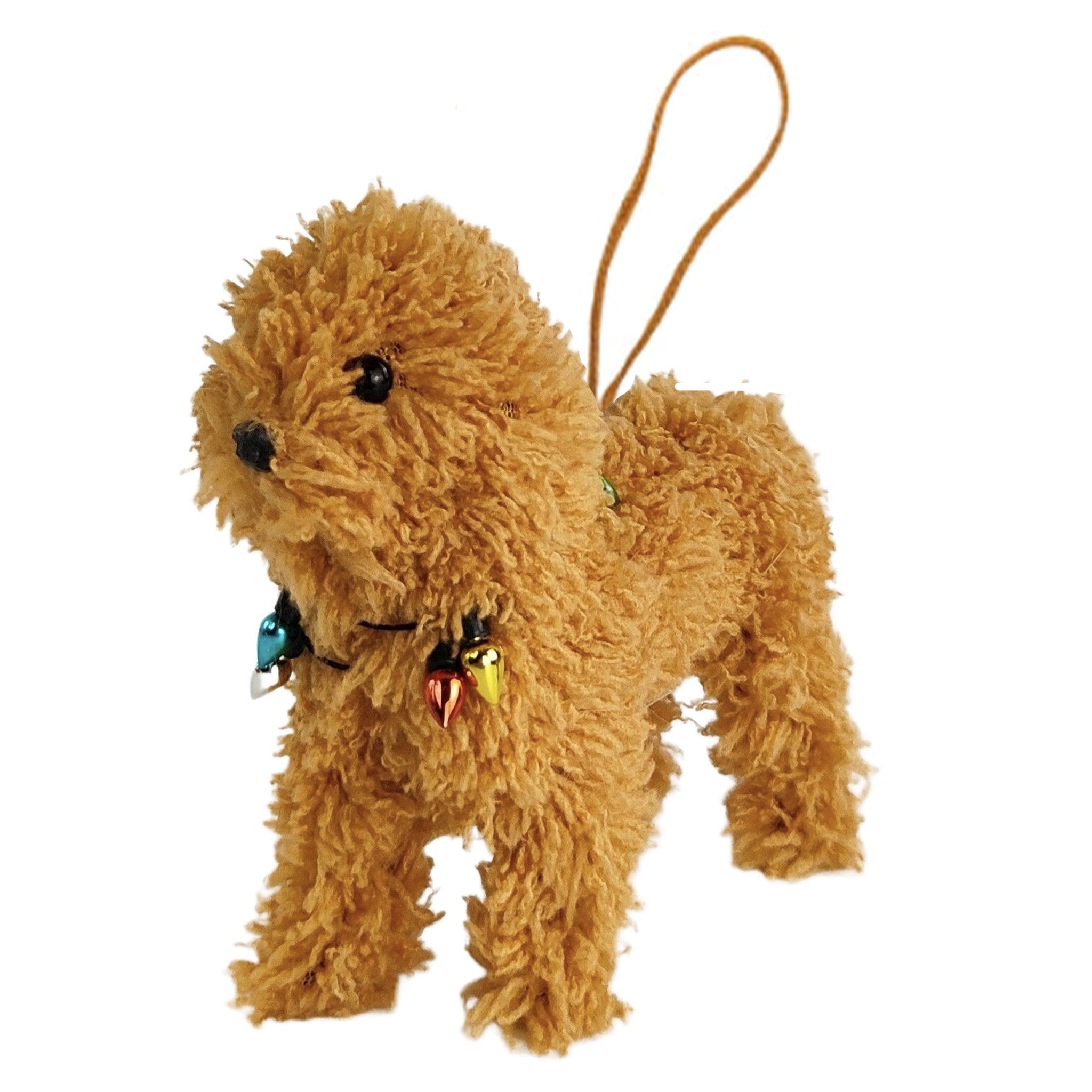 Shaggy dog with Christmas Lights decoration