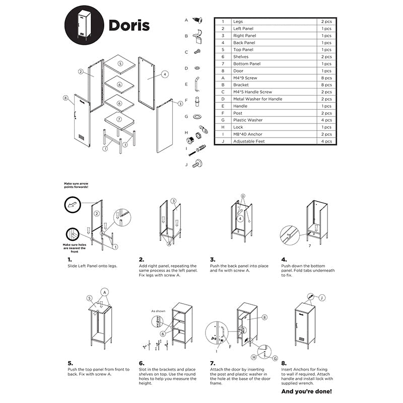 Doris Contemporary Metal Locker - Tea Pea Home