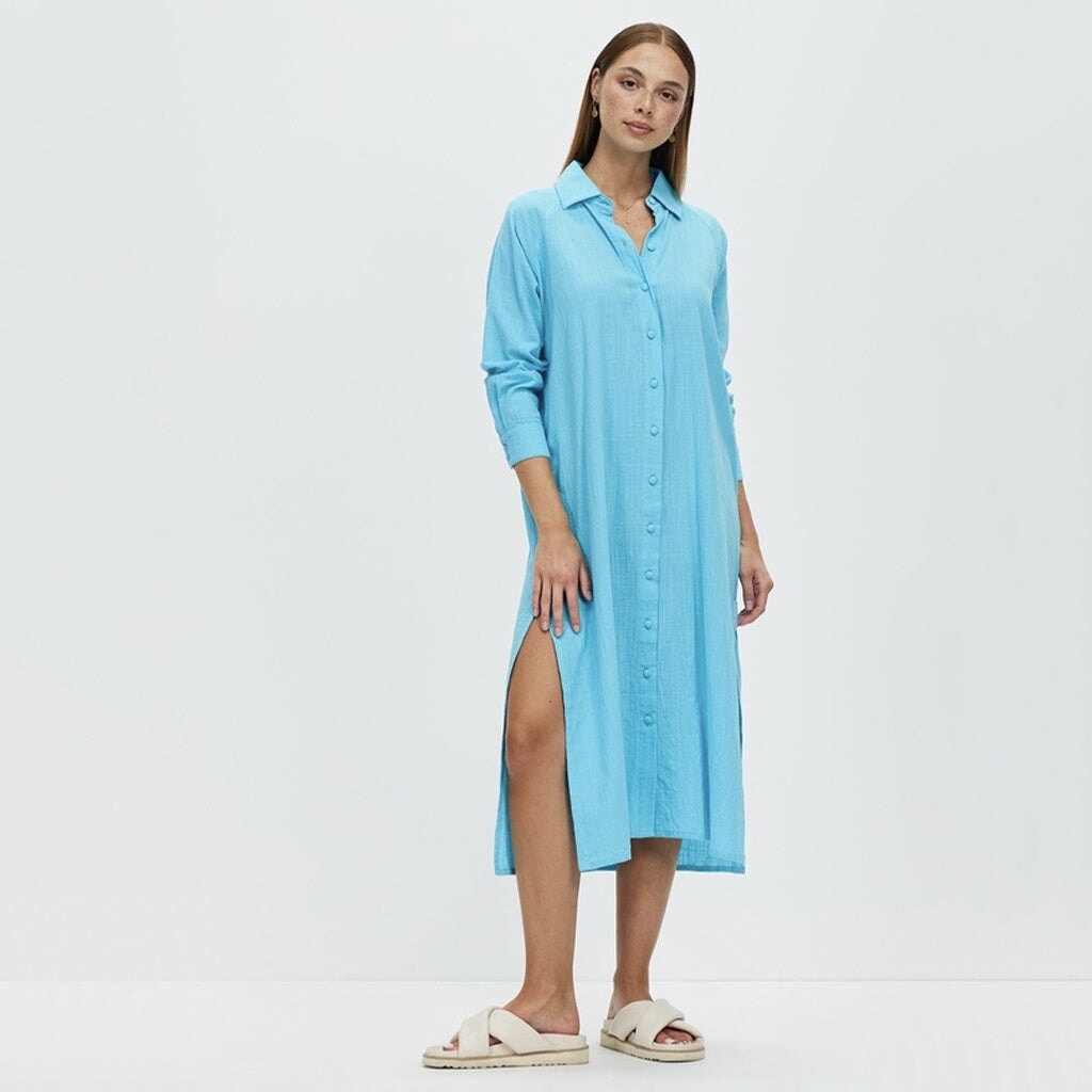 Florencia the Label Blanca Maxi Shirt Dress - Aquamarine - Tea Pea Home