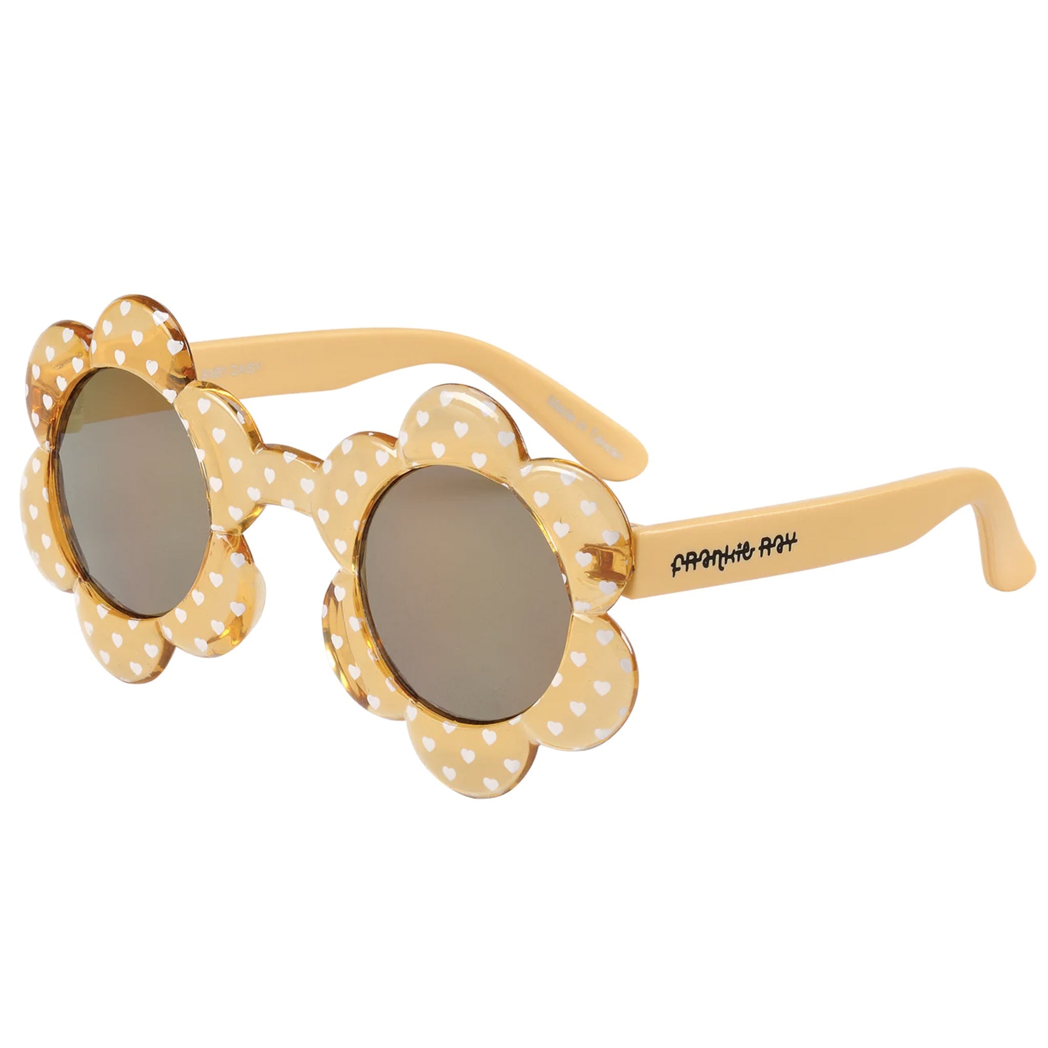 Frankie Ray Kid's Sunglasses Baby Daisy - Crystal Yellow with White Heart