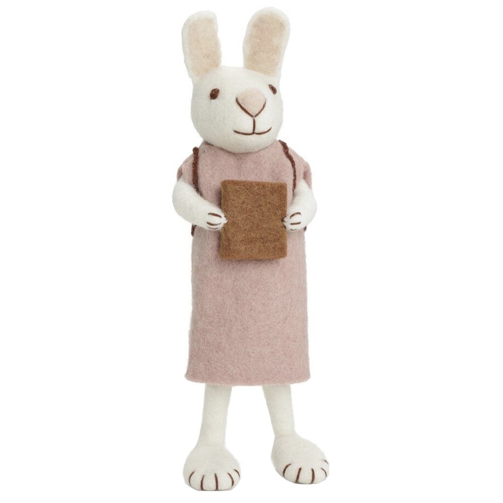 Gry & Sif Big White Bunny with Lavender Dress & Book - Tea Pea Home