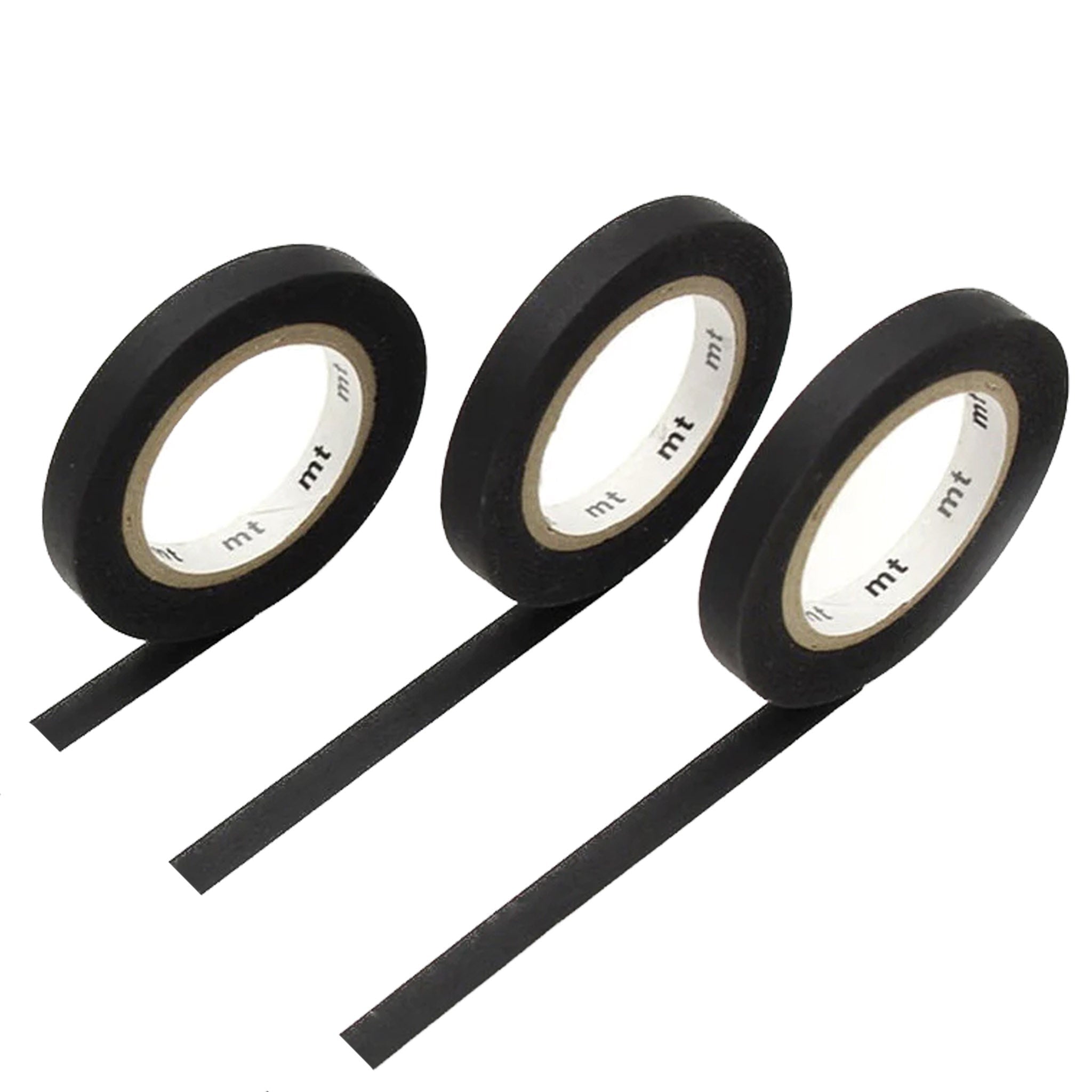 Kamoi Kakoshi Japan MT Washi Tape - Slim Cord Matte Black 6mm Set - Tea Pea Home