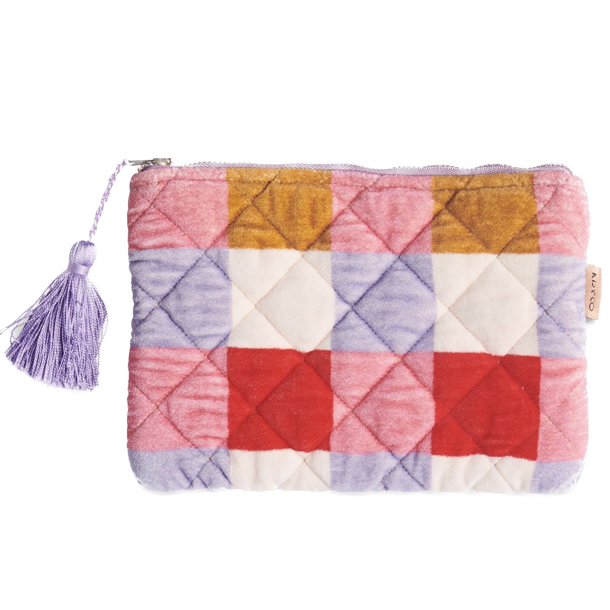 Kip & Co Quilted Velvet Cosmetics Purse - Summer Check - Tea Pea Home