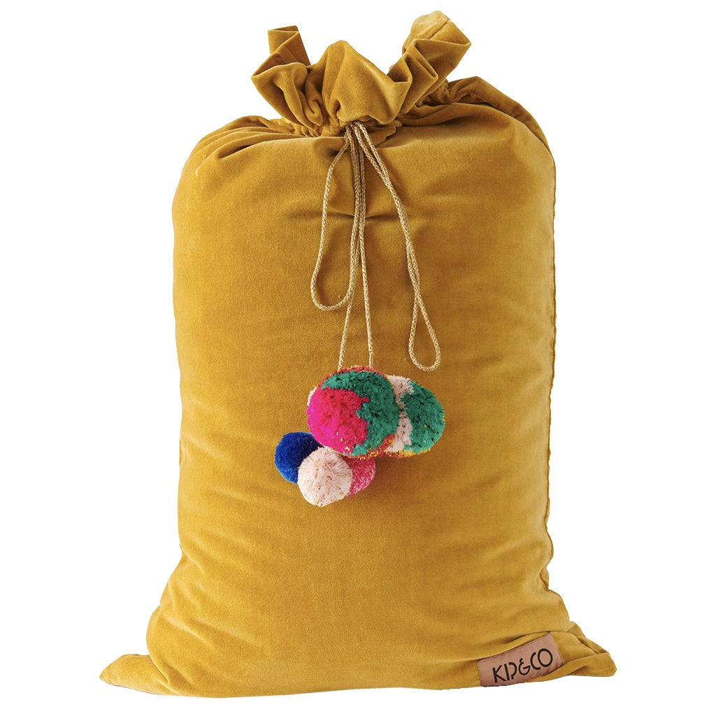 Kip & Co Velvet Santa Sack - Mustard - Tea Pea Home