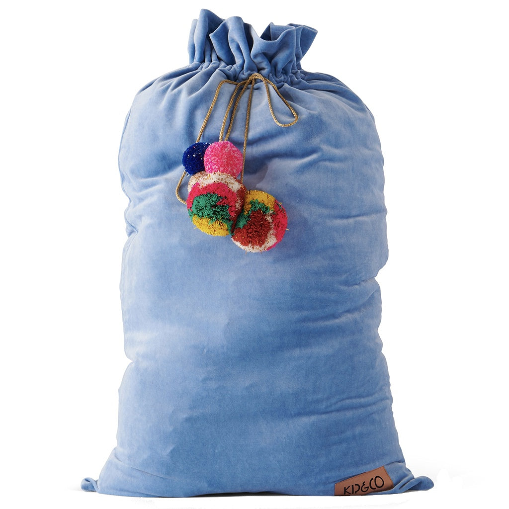 Kip & Co Velvet Santa Sack - Seaspray Blue - Tea Pea Home