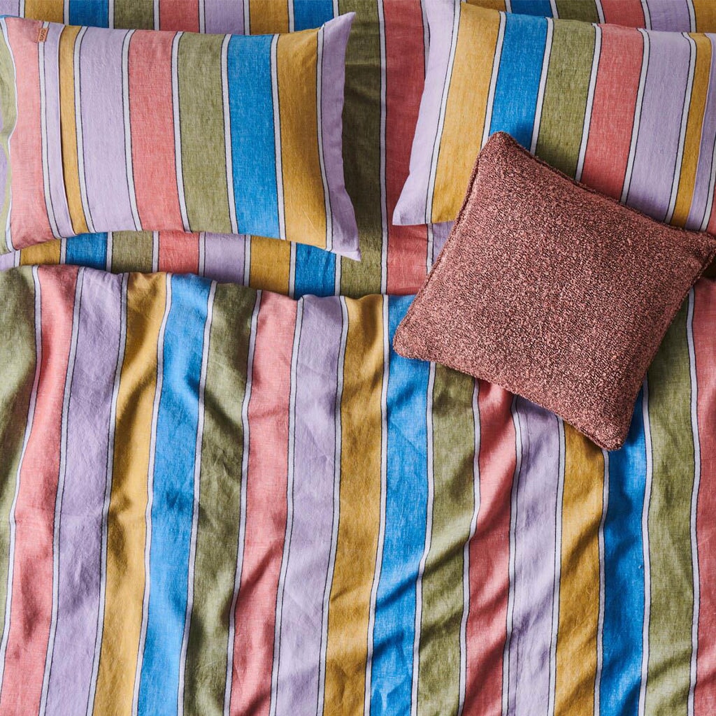 Kip & Co Woven Linen Duvet Cover - Majorca Stripe - Tea Pea Home