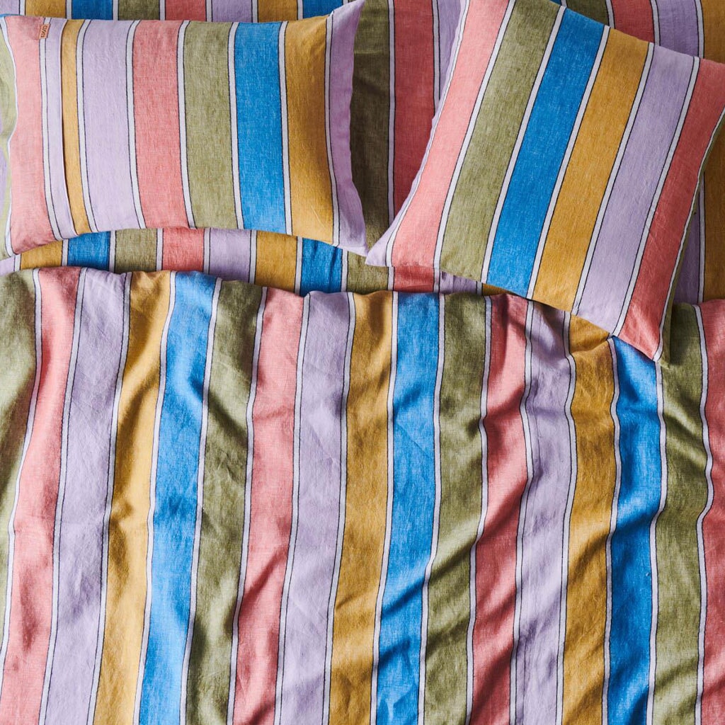 Kip & Co Woven Linen Euro Pillowcase Set - Majorca Stripe - Tea Pea Home