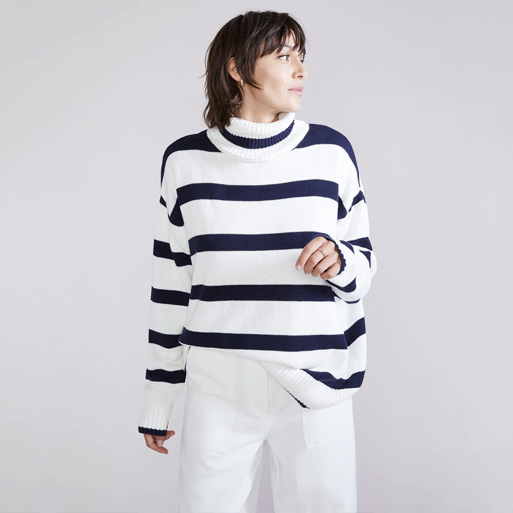 Laing Nico Stripe Sweater - Navy / Chalk - Tea Pea Home
