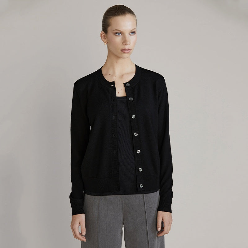 Laing Sylvia Merino Cardigan - Black - Tea Pea Home