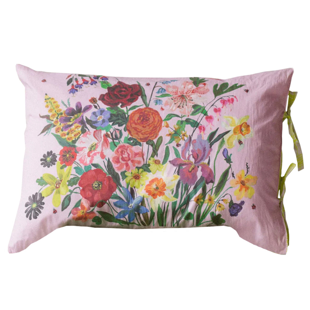 Lazybones Organic Cotton Pillowslip Set - Rainbow Floral - Tea Pea Home