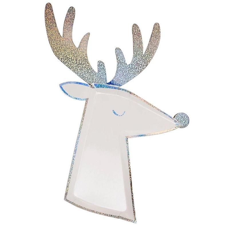 Meri Meri Paper Plate Set - Silver Sparkle Reindeer - Tea Pea Home