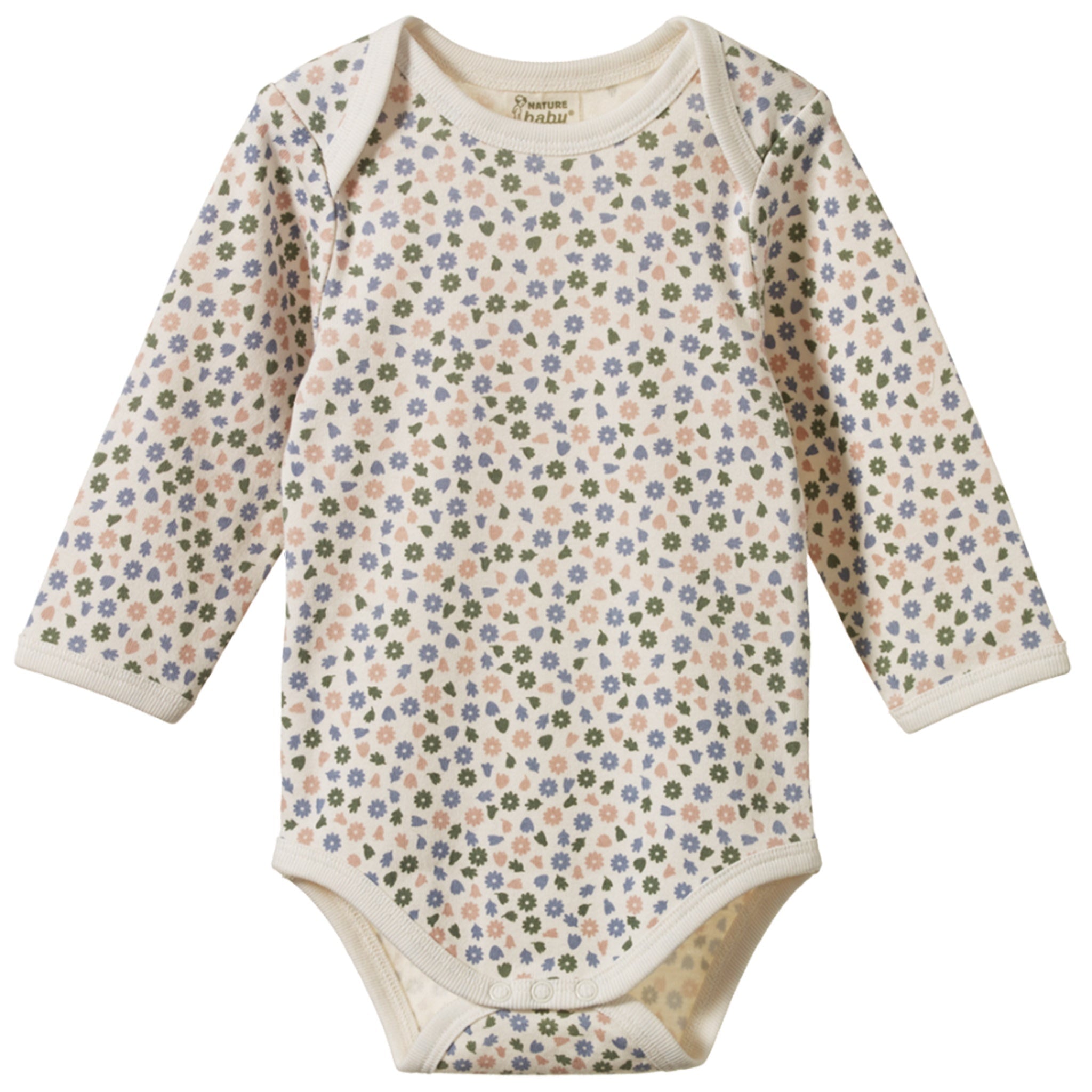 Nature Baby Organic Cotton Long Sleeve Bodysuit - Chamomile Blooms - Tea Pea Home