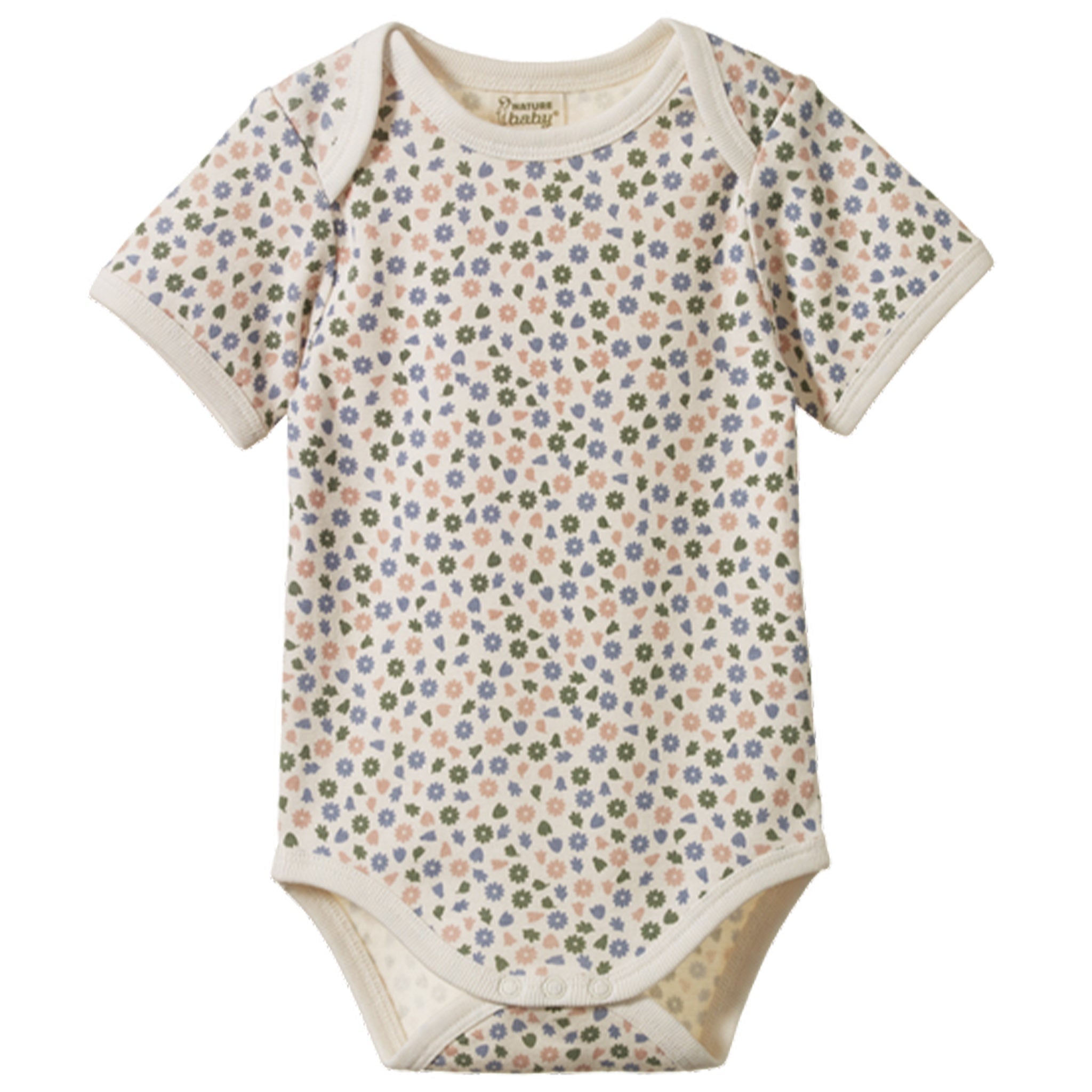 Nature Baby Organic Cotton Short Sleeve Bodysuit -  Chamomile Blooms - Tea Pea Home