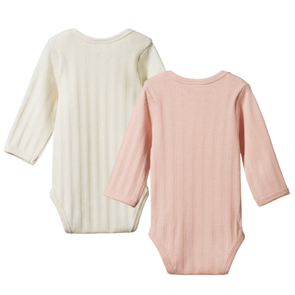 Nature Baby Organic Cotton Long Sleeve Derby 2 Pack - Natural / Rose - Tea Pea Home