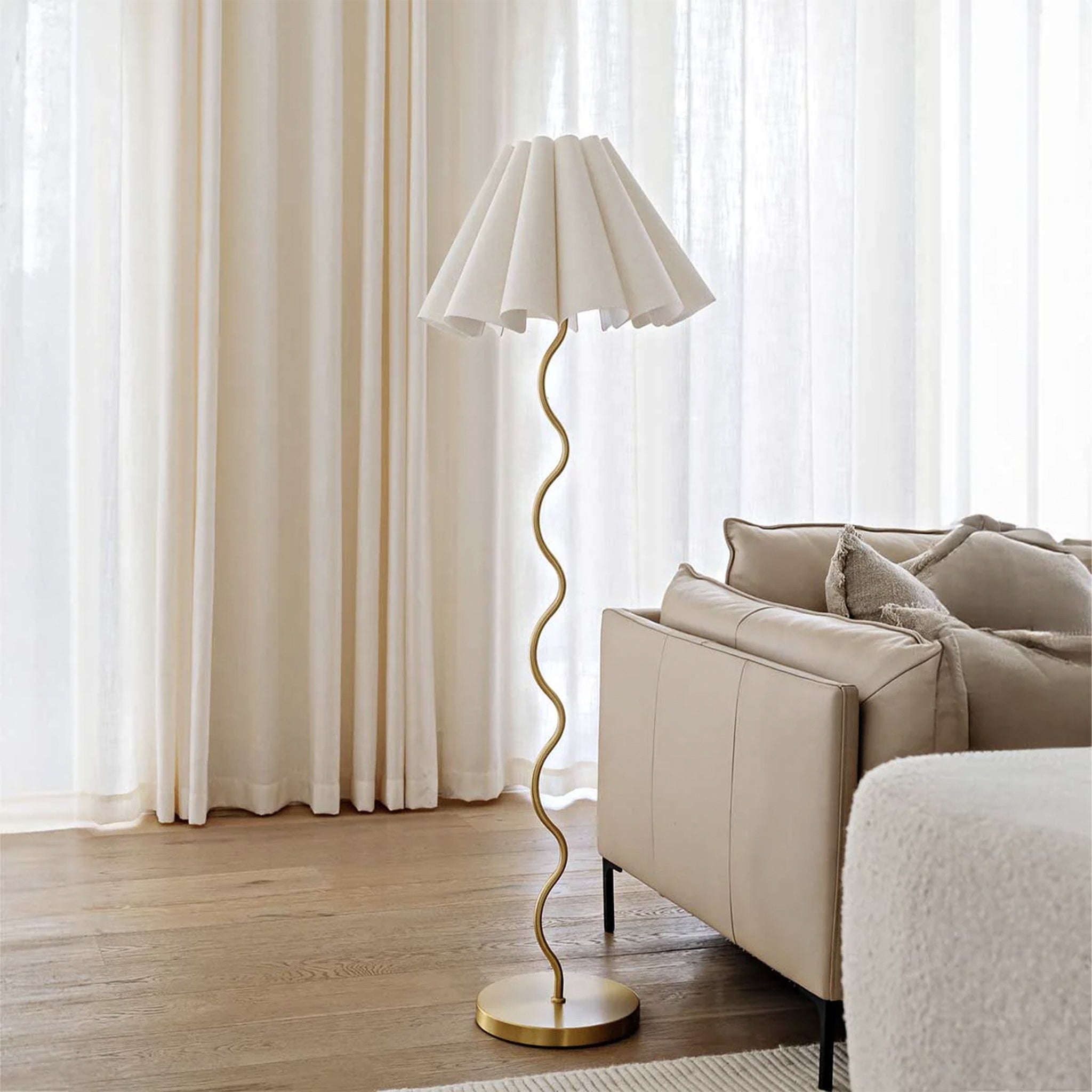 Paola & Joy Cora Floor Lamp - Neutral & Brass - Tea Pea Home