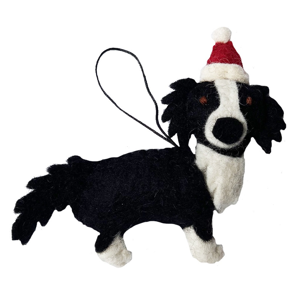 Pashom Nepal Felt Christmas Decoration - Border Collie - Tea Pea Home