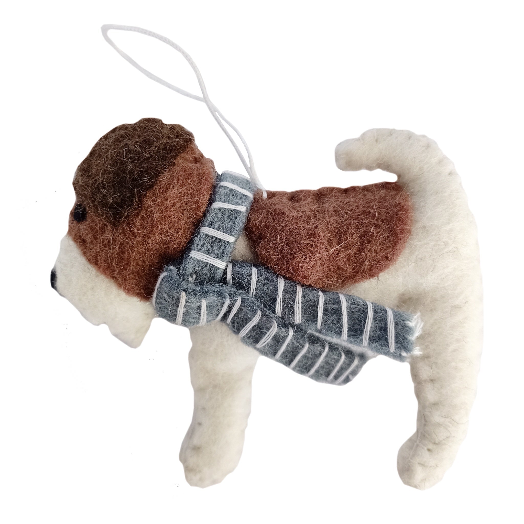 Pashom Nepal Felt Christmas Decoration - Fox Terrier with Scarf Christmas Pashom Nepal 