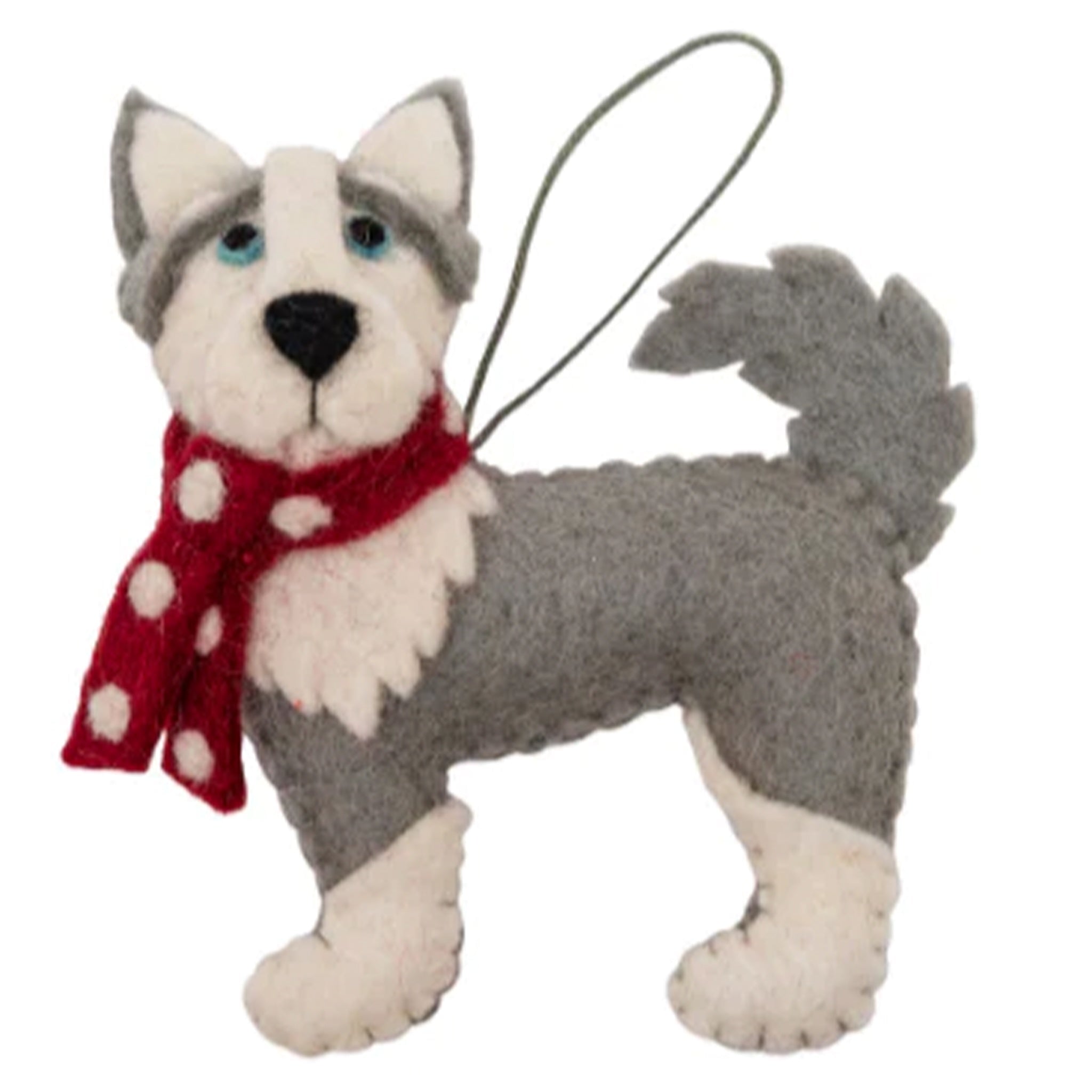 Pashom Nepal Felt Christmas Decoration - Husky with Scarf Christmas Pashom Nepal 