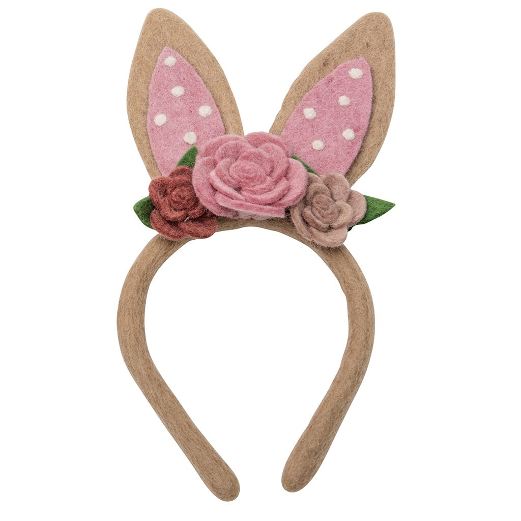 Pashom Nepal Felt Dress Up Bunny Ears - Beige & Pink - Tea Pea Home