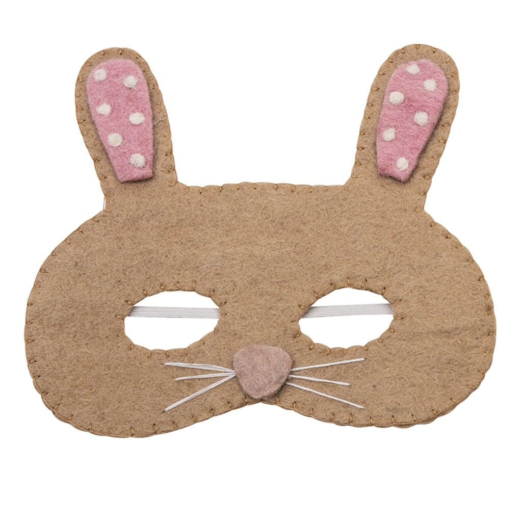 Pashom Nepal Felt Dress Up Bunny Mask - Beige & Pink - Tea Pea Home