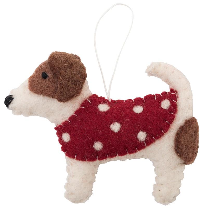 Pashom Nepal Felt Christmas Decoration - Beagle with Coat - Tea Pea Home