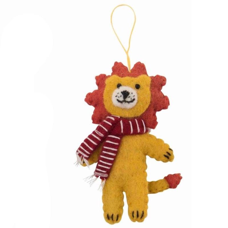 Pashom Nepal Felt Christmas Decoration -  Lion with Scarf - Tea Pea Home