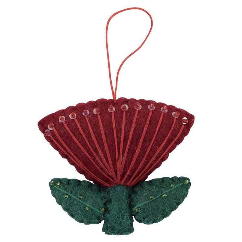 Pashom Nepal Felt Christmas Decoration - Pohutakawa Flower - Tea Pea Home