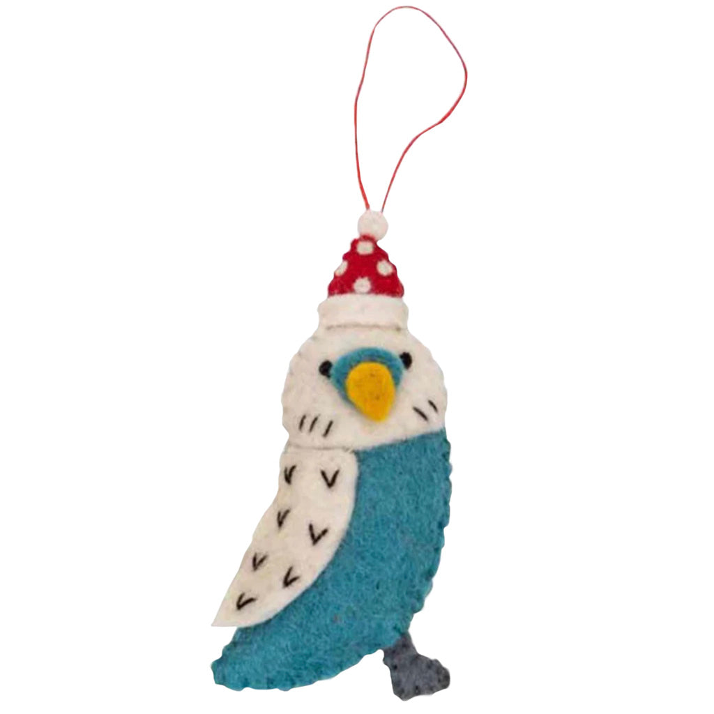 Pashom Nepal Felt Christmas Decoration - Budgie - Tea Pea Home