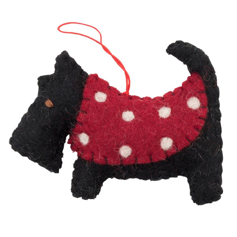 Pashom Nepal Felt Christmas decoration - Scottish Terrier with Coat - Tea Pea Home