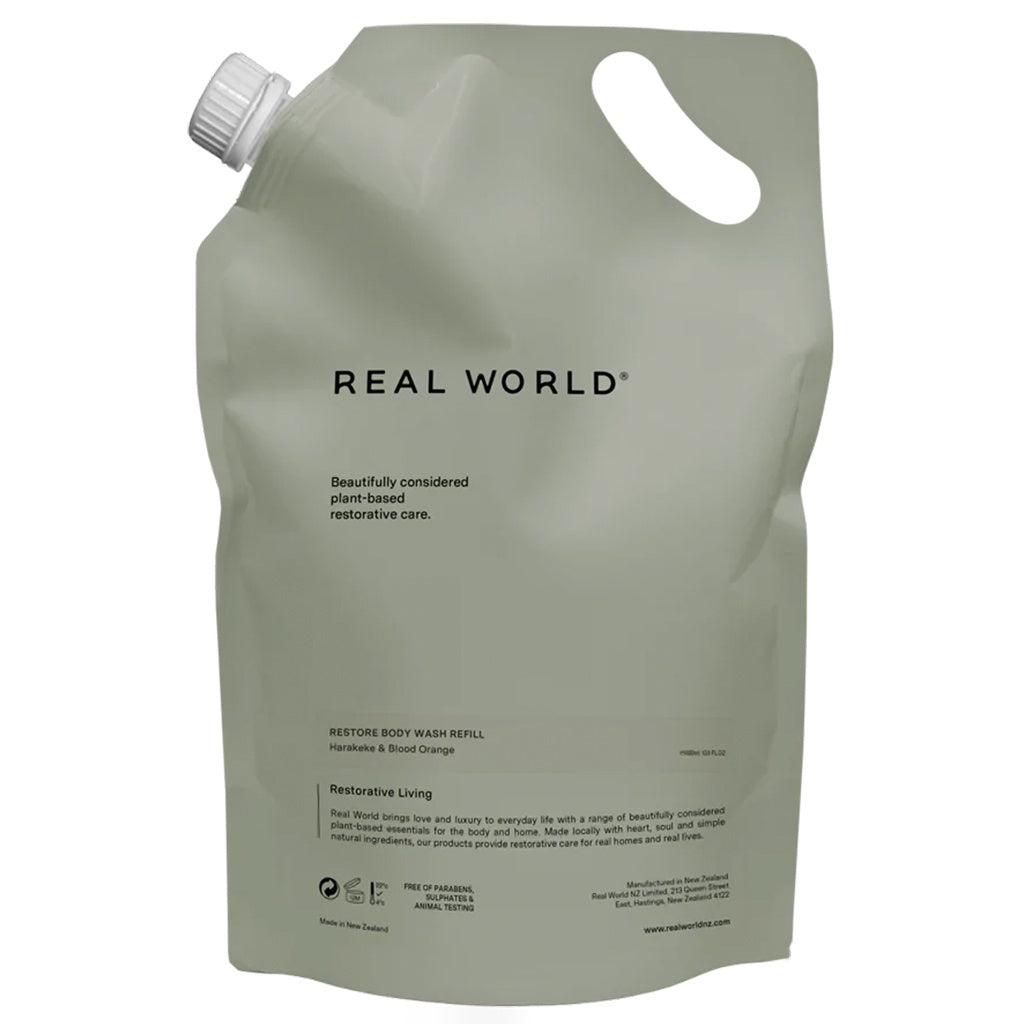 Real World NZ Restore Body Wash 1L Refill - Harakeke & Blood Orange - Tea Pea Home