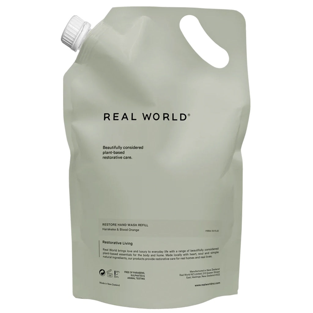 Real World NZ Restore Hand Wash 1L Refill - Harakeke & Blood Orange - Tea Pea Home