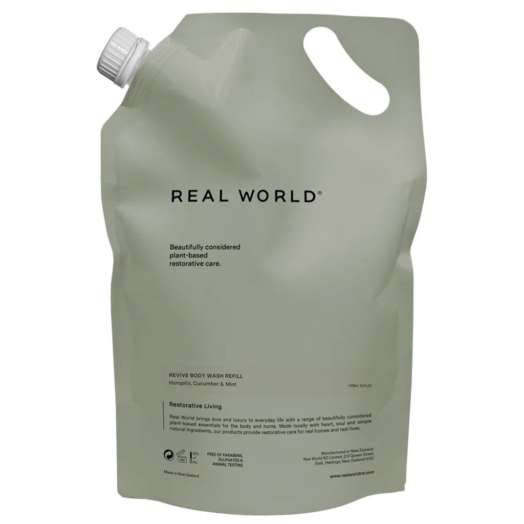 Real World NZ Revive Body Wash 1000ml Refill - Horopito, Cucumber & Mint - Tea Pea Home
