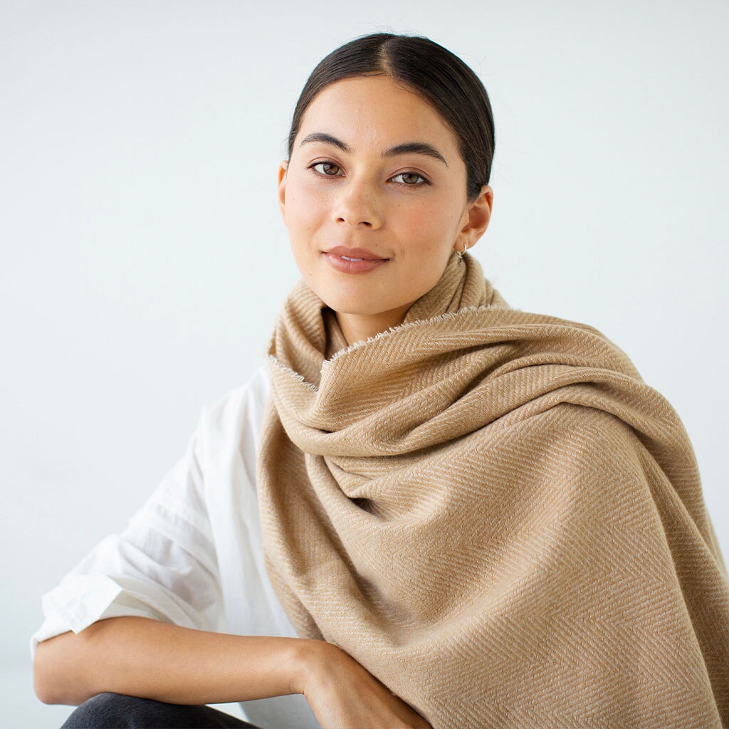 Sophie Hey Herringbone Scarf - Honey & Oat - Tea Pea Home