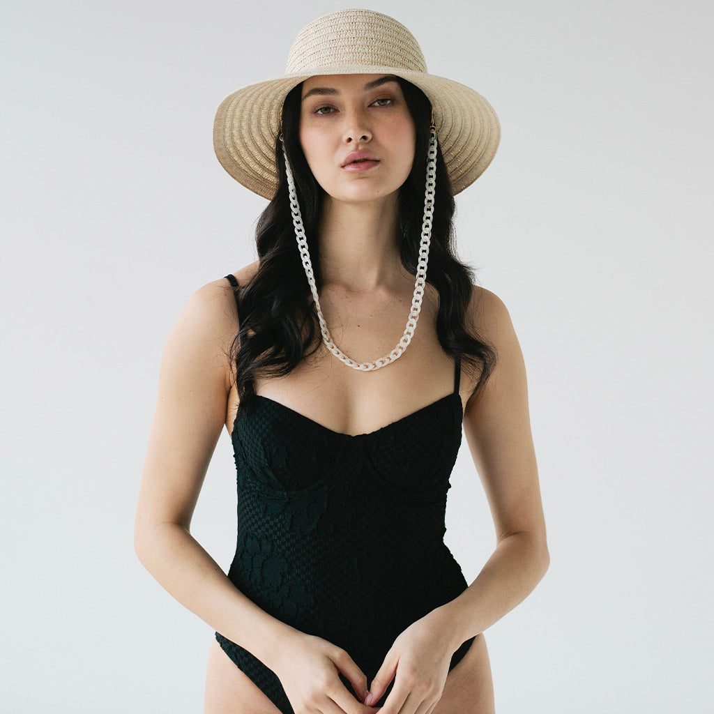 Sophie So Shady Chain Hat - Ivory with Ivory Chain - Tea Pea Home