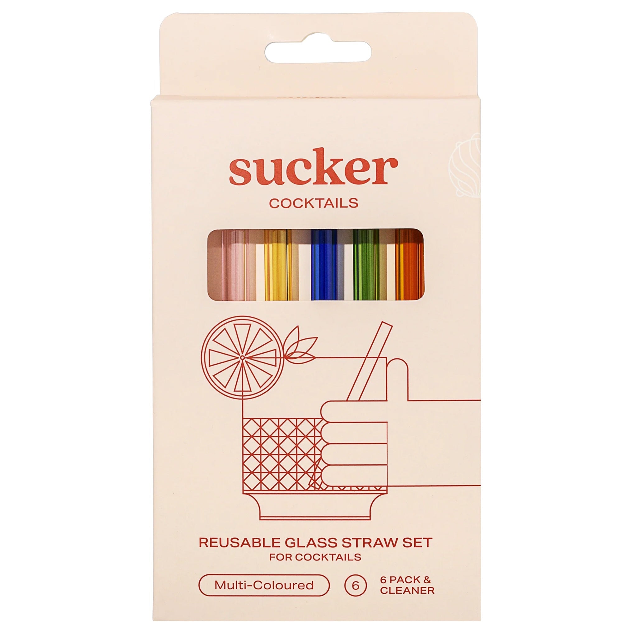 Sucker Reusable Cocktail Glass Drinking Straw Set - Multi-Coloured - Tea Pea Home