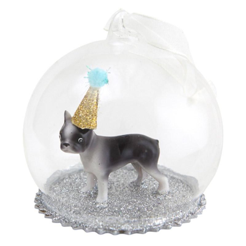 Down to the Woods Christmas Decoration - Heirloom Frenchie Party Pooch Dome - Tea Pea Home